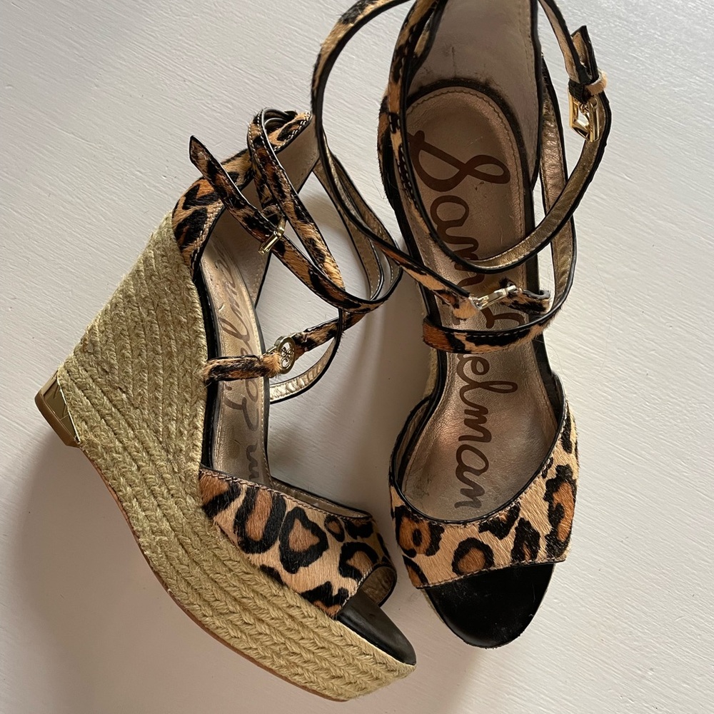 Sam Edelman leopard print wedges size 8.5